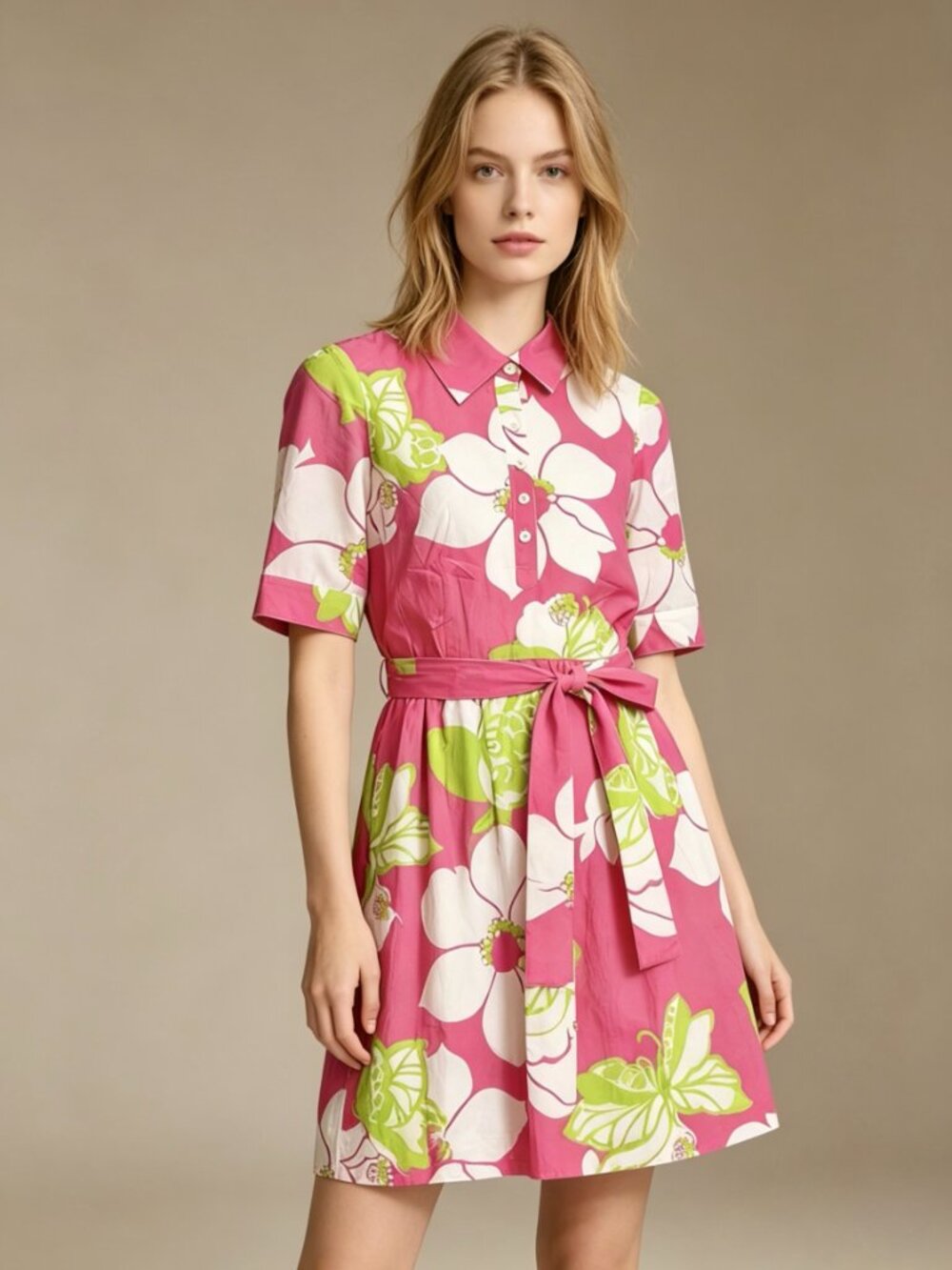 NWOT LILLY PULITZER Pink Green Floral Silk/Cotton Shirtwaist Dress $268 Rare! 4